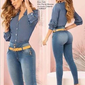 🇨🇴Colombian Butt Lifter Denim Blue jeans SIZE 5-6 US